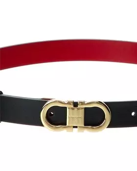 Двусторонний регулируемый кожаный ремень Ferragamo Gancini Salvatore Ferragamo, черный