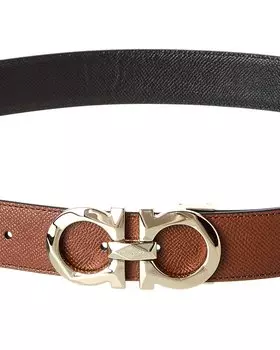 Двусторонний регулируемый кожаный ремень Ferragamo Gancini Salvatore Ferragamo, коричневый