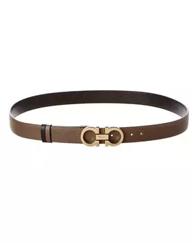Двусторонний регулируемый кожаный ремень Ferragamo Gancini Salvatore Ferragamo, коричневый