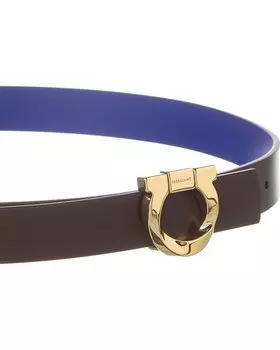 Двусторонний регулируемый кожаный ремень Ferragamo Gancini Torchon Salvatore Ferragamo, зеленый