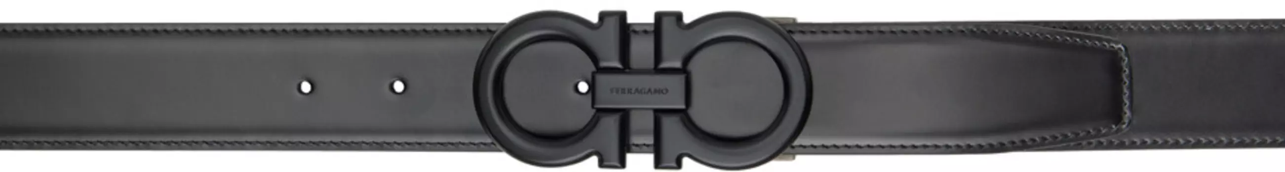 Двусторонний ремень Gancini черного и темно-синего цветов Ferragamo, Nero/Blue marine