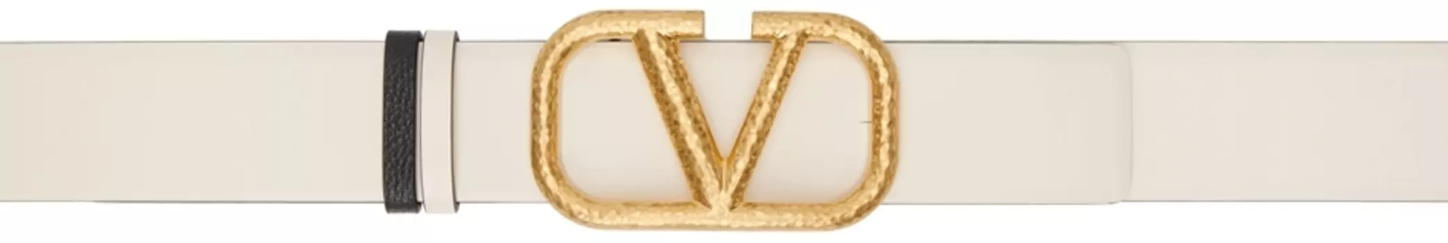 Двусторонний ремень Off-White с черным логотипом VLogo Valentino Garavani