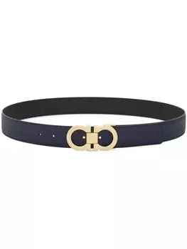 Двусторонний ремень с декором Gancini Ferragamo, синий