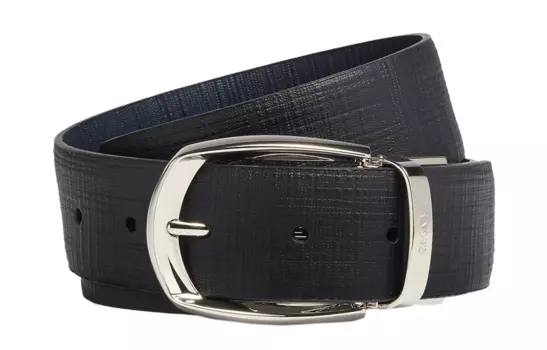 Двусторонний ремень с гравировкой логотипа Zegna Ermenegildo Zegna, черный