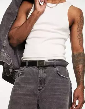 Двусторонний ремень с прямоугольной пряжкой French Connection черного и коричневого цвета