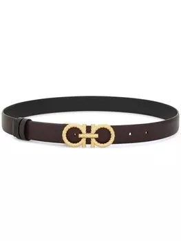 Двусторонний ремень с пряжкой Ганчини Ferragamo, черный