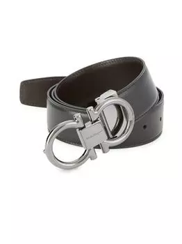 Двусторонний ремень с пряжкой Gancini FERRAGAMO, черный