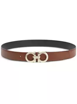 Двусторонний ремень с пряжкой Gancini Ferragamo, черный
