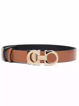 Двусторонний ремень с пряжкой Gancini Ferragamo, коричневый