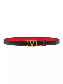 Двусторонний ремень Vlogo Signature из глянцевой телячьей кожи 20 мм Valentino Garavani, черный