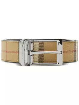 Двусторонний ремень в клетку Burberry, бежевый