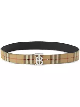 Двусторонний ремень в клетку Vintage Check с монограммой Burberry, бежевый