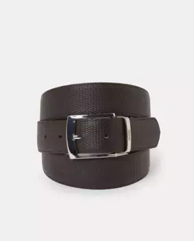 Двусторонний резной кожаный ремень больших размеров Mirto, черный