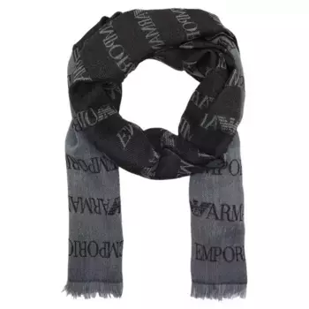 Двусторонний шарф 43x185w с добавлением шерсти Emporio Armani, черный