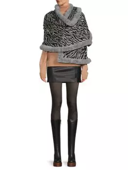 Двусторонний шарф с отделкой из искусственного меха с животным принтом La Fiorentina, серый