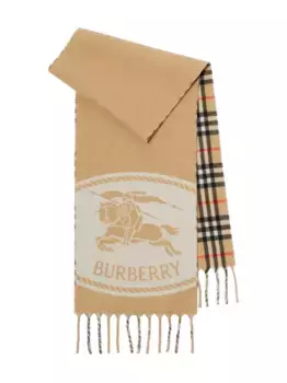 Двусторонний шарф с принтом EKD BURBERRY, нейтральный