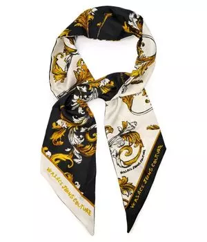 Двусторонний шелковый шарф Versace Jeans Couture, черный
