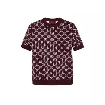 Двусторонний шерстяной жаккардовый топ Gg GUCCI, Burgundy