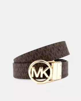 Двусторонний темно-коричневый ремень с логотипами Michael Kors