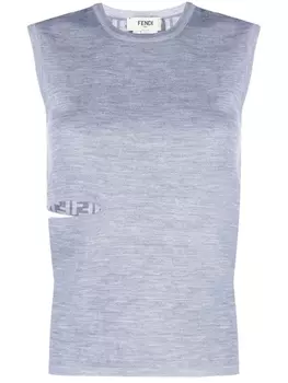Двусторонний топ с логотипом FENDI, серый