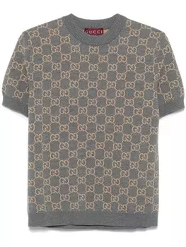 Двусторонний топ с логотипом GG Gucci, серый
