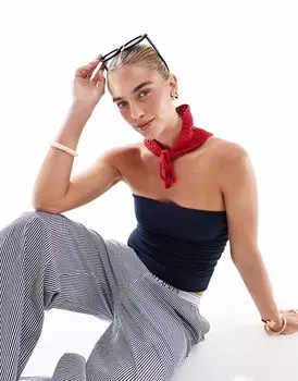 Двусторонний топ-труба Hollister темно-синего и серого цветов