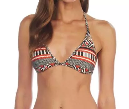 Двусторонний треугольный бикини-топ в цвете Tribal Beat Red Orange Kenneth Cole