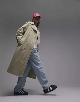 Двусторонний утепленный тренч Topshop шалфейного зеленого цвета