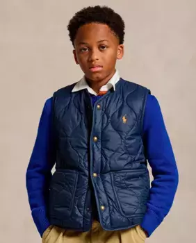 Двусторонний водоотталкивающий детский жилет Polo Ralph Lauren, темно-синий