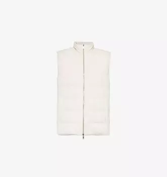 Двусторонний замшевый жилет стандартного кроя с кожаным пухом Eleventy, цвет sabbia e sabbia