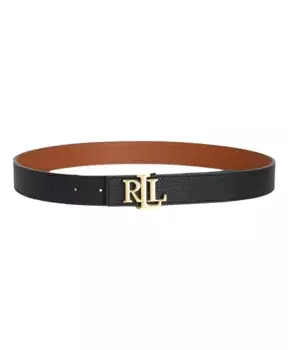 Двусторонний женский ремень с пластинкой с логотипом Ralph Lauren, черный