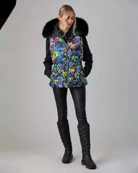 Двусторонний жилет Apres-Ski со съемной лисьей отделкой на капюшоне Gorski, цвет black splatter multi/black