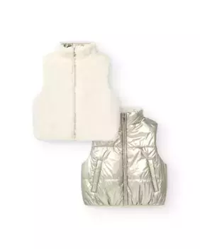 Двусторонний жилет для девочки на молнии Tuc tuc, серебрянный