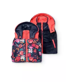 Двусторонний жилет для девочки с капюшоном и застежкой-молнией Boboli, мультиколор