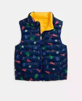 Двусторонний жилет для мальчика с принтом Polo Ralph Lauren, темно-синий