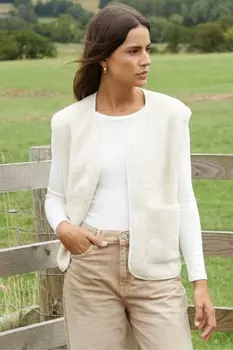 Двусторонний жилет из борга Threadbare, бежевый