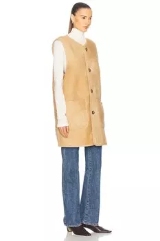 Двусторонний жилет из овчины из шерпы Polo Ralph Lauren, цвет Vintage Saddle & Cream