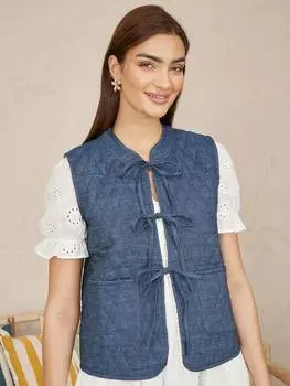 Двусторонний жилет из стеганого трикотажа шамбре Yumi, синий/разноцветный