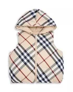 Двусторонний жилет-пуховик в клетку Burberry для девочек Axel — Little Kid, Big Kid, коричневый/бежевый