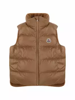 Двусторонний жилет с логотипом Moncler, коричневый