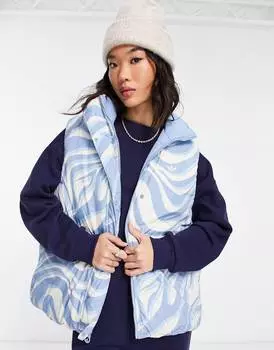 Двусторонний жилет с принтом под зебру туманно-синего цвета adidas Originals 'animal abstract'