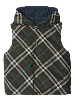 Двусторонний жилет в клетку Vintage Check Burberry Kids, синий