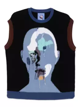 Двусторонний жилет в технике пэчворк KidSuper, синий