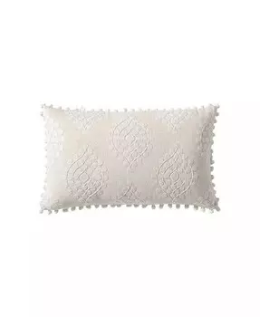 Двусторонняя декоративная подушка с вышитым медальоном Natural Linen Classique, коричневый