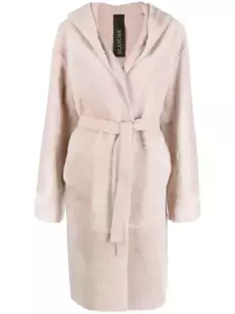 Двусторонняя дубленка с поясом Blancha, розовый