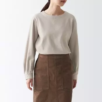 Двусторонняя фланелевая блузка с длинными рукавами с начесом MUJI, бежевый