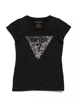 Двусторонняя футболка Beatrix с логотипом и пайетками (7–16) Guess Factory, черный