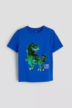 Двусторонняя футболка с пайетками H&M, синий