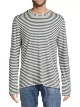 Двусторонняя футболка в полоску из смесового хлопка Pima Faherty, цвет Marine