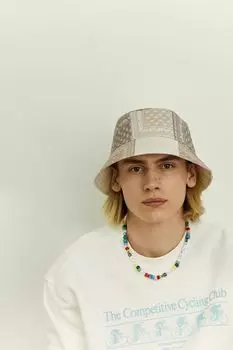 Двусторонняя хлопковая рыбацкая шапка H&amp;M, бежевый/пейсли